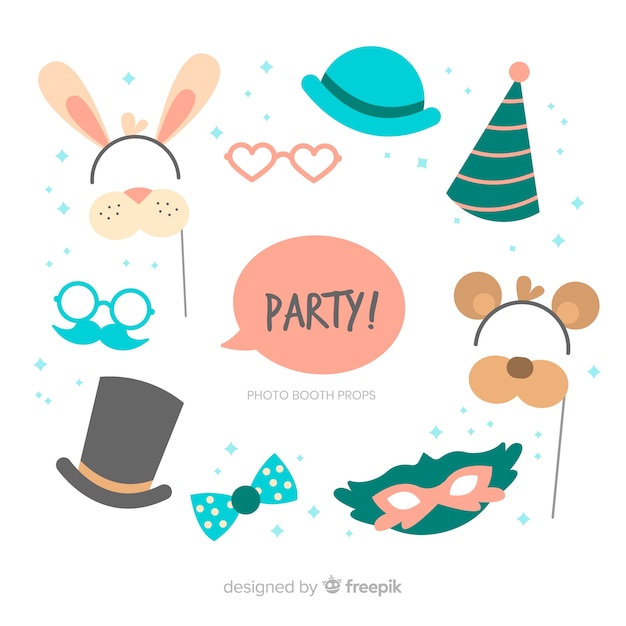 Free Vector party photo booth prop collection