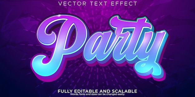 Free Vector party text effect editable club and event text style