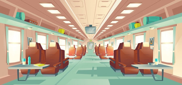 Free Vector passenger train wagon interior cartoon vector