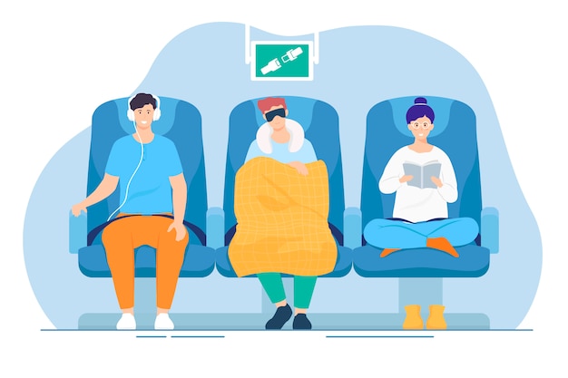 Free Vector passengers inside airplane