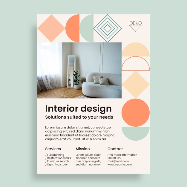 Pastel geometric deko interior design flyer