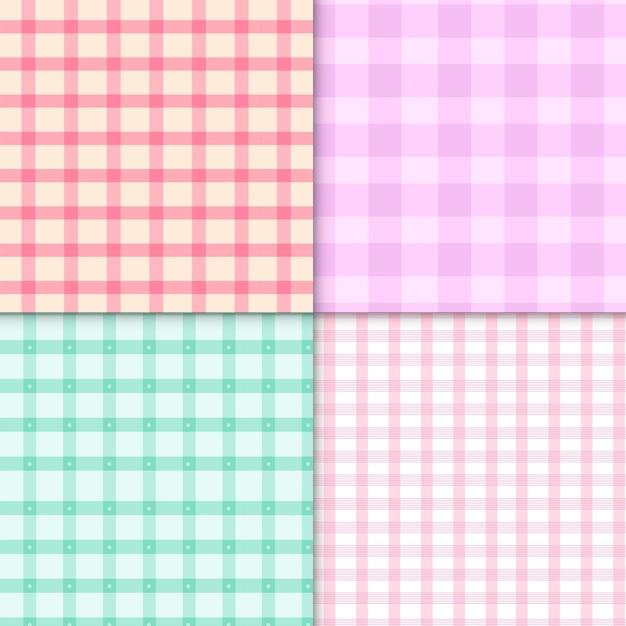 Free vector pastel gingham pattern collection