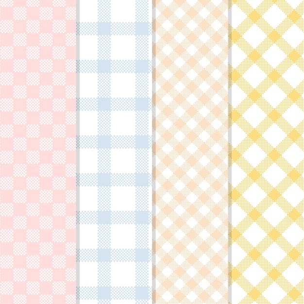 Free vector pastel gingham pattern collection