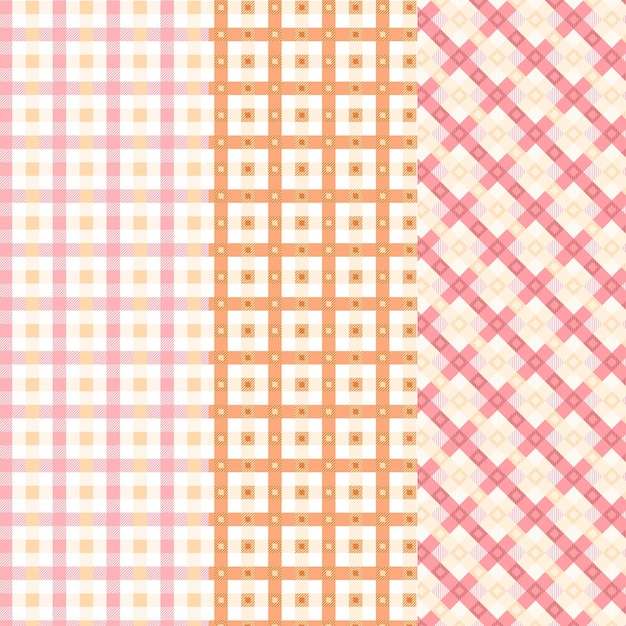 Free vector pastel gingham pattern collection