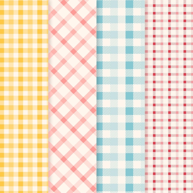 Free vector pastel gingham pattern pack