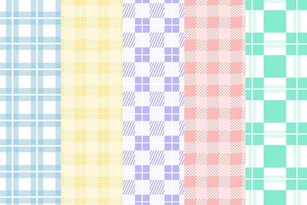 Free vector pastel gingham pattern set