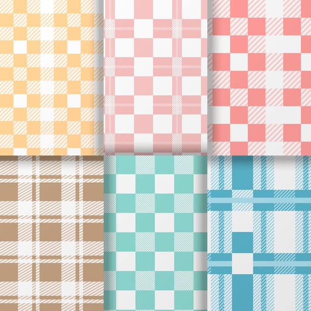 Free vector pastel gingham patterns collection