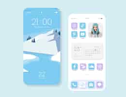 Free vector pastel home screen interface