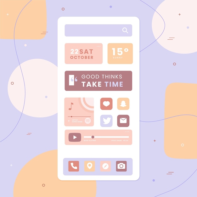 Free vector pastel home screen