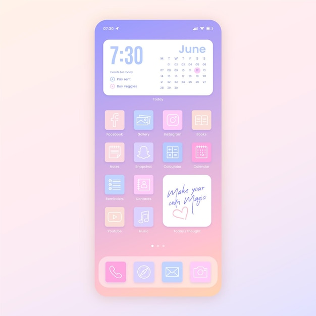 Free vector pastel home screen