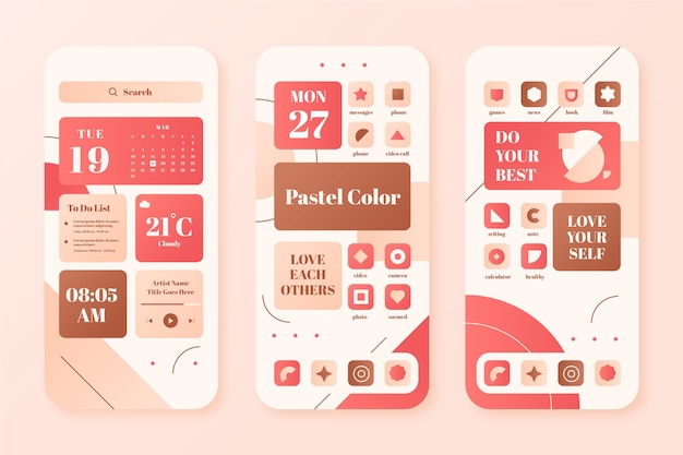 Free vector pastel home screen