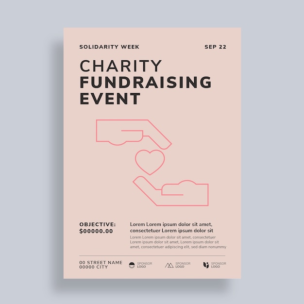 Free Vector pastel minimalist charity fundraising poster