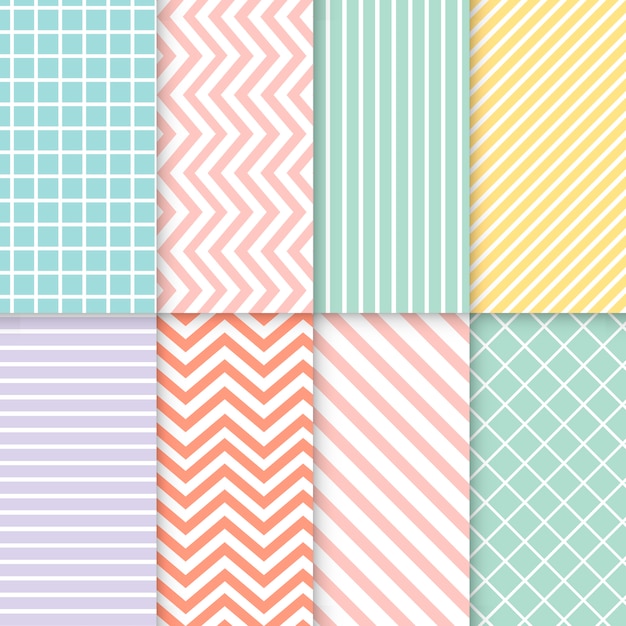 Free vector pastel mixed seamless pattern vector set