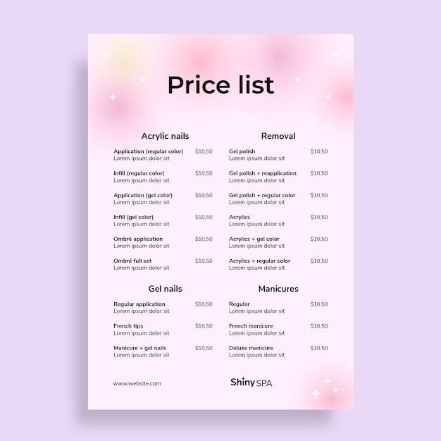 Pastel shiny professional nails care price list