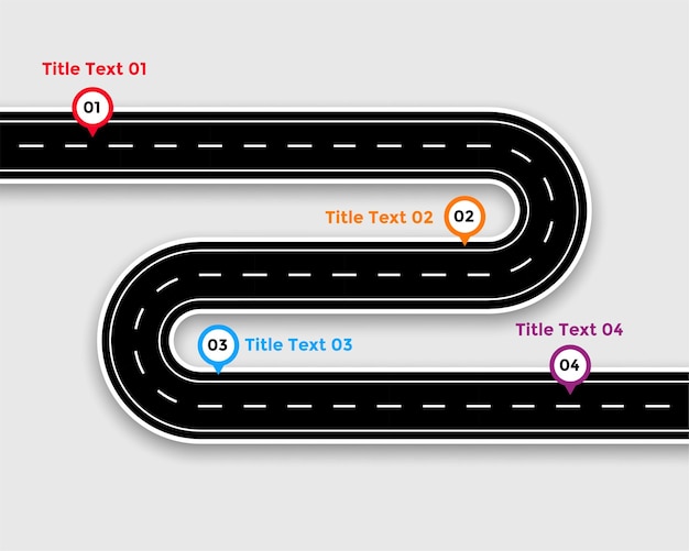 Free vector pathway infographic template with winding road