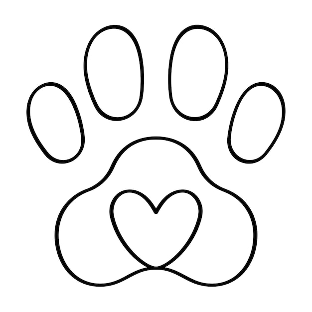 Free vector paw print heart doodle