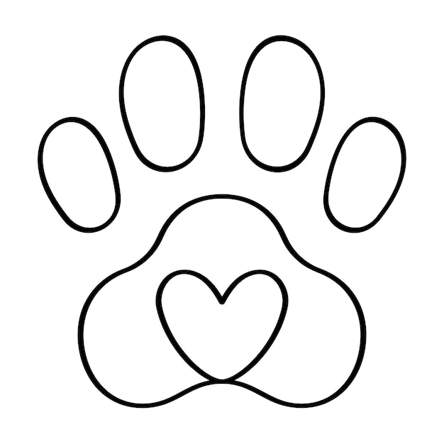 Paw Print Heart Doodle