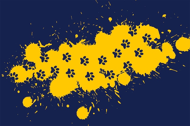 Free vector paw print per trace on splatter background