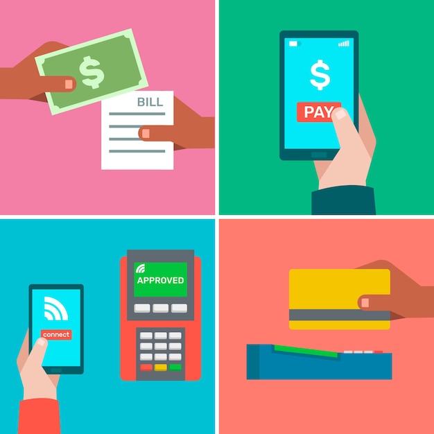 Free Vector payment methods with colorful style