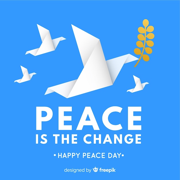 Free Vector peace day background with origami dove