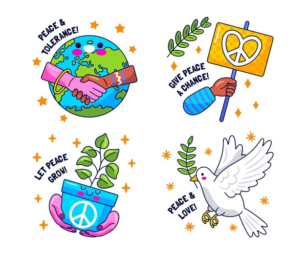 Peace glizty illustration stickers