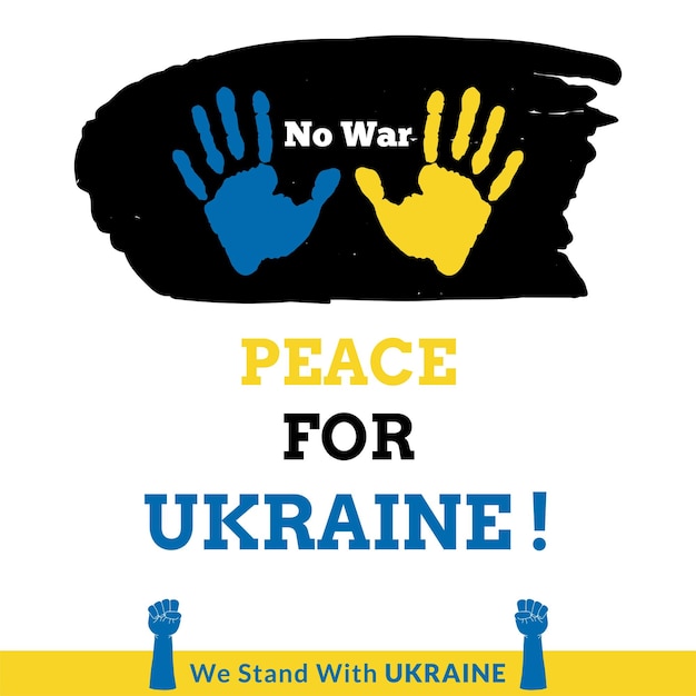 Free Vector peace for ukraine blue yellow white background social media design banner free vector