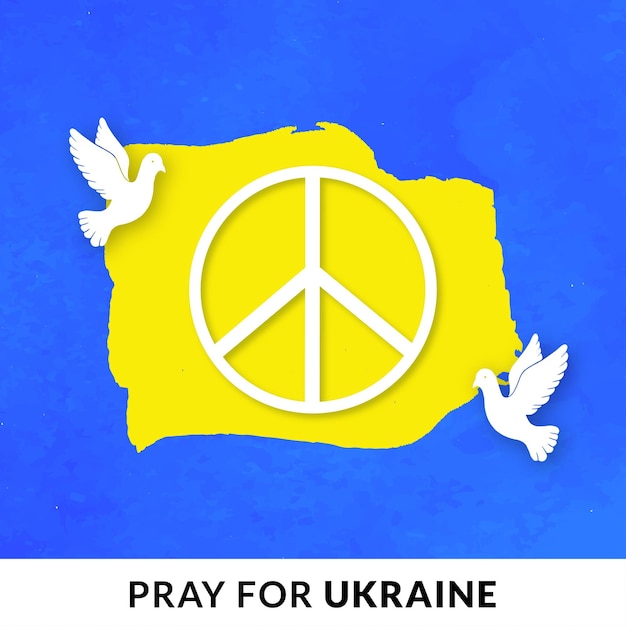 Free Vector peace for ukraine blue yellow white background social media design banner free vector