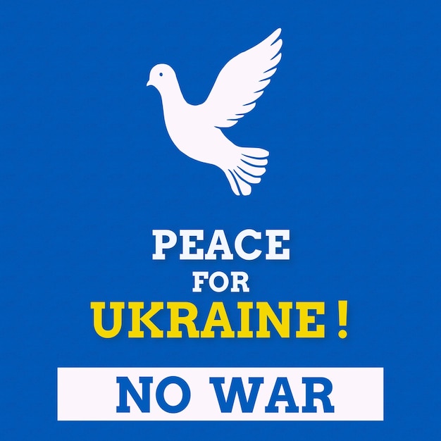 Free Vector peace for ukraine blue yellow white background social media design banner free vector