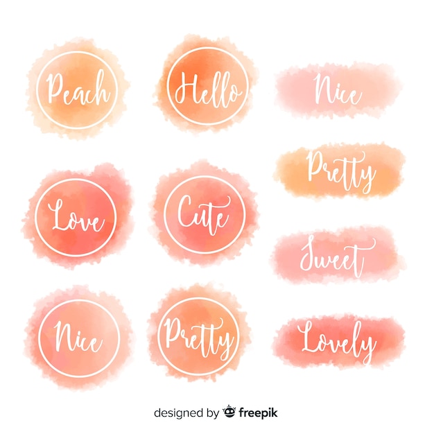 Free Vector peach watercolor splash collection