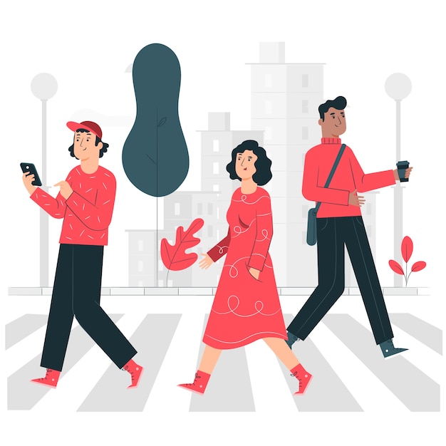 Free vector pedestrian crossing concept illustration