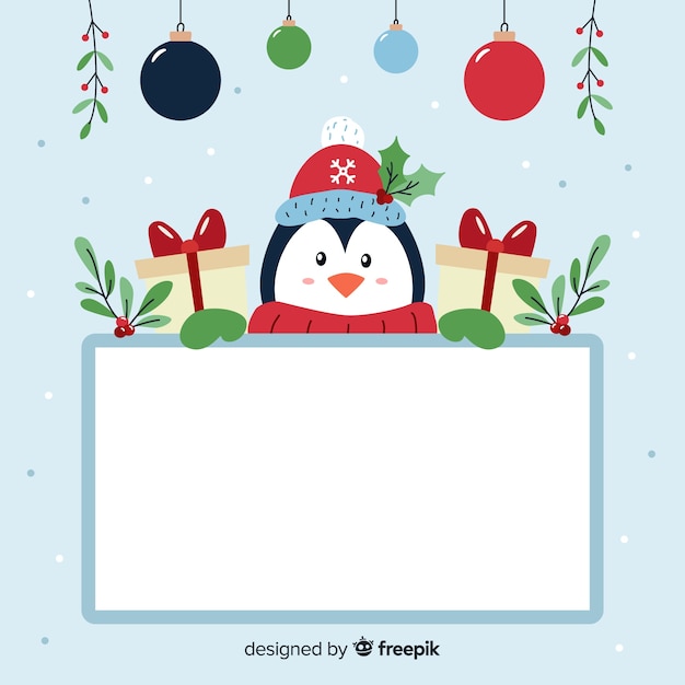 Free Vector penguin with a board