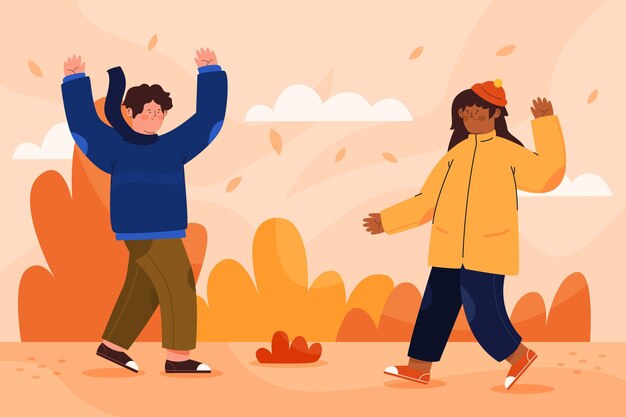 People in the autumn park illustration