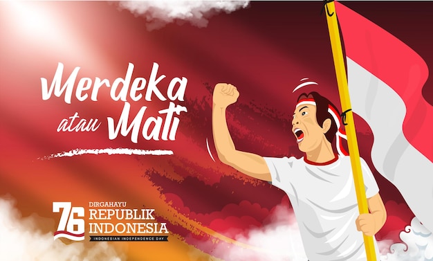 People celebrate indonesia 76th independence day or Dirgahayu kemerdekaan indonesia ke 76