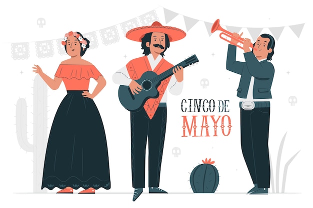 Free Vector people celebrating cinco de mayo concept illustration