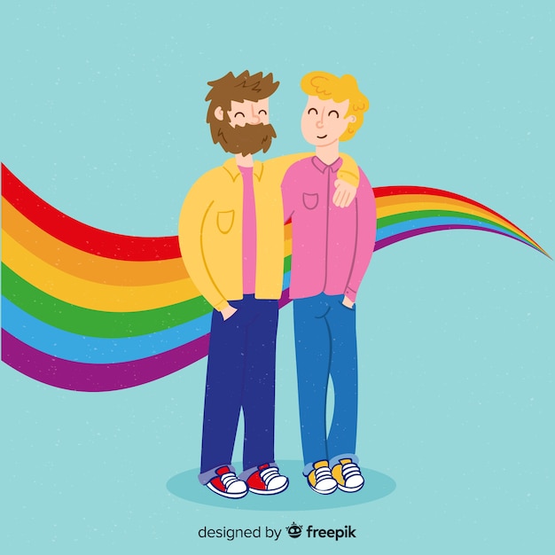 Free Vector people celebrating pride day