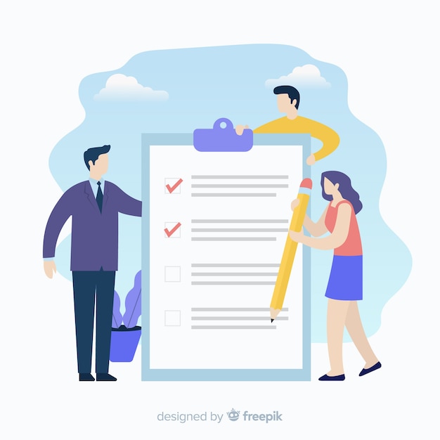 Free Vector people checking giant check list background