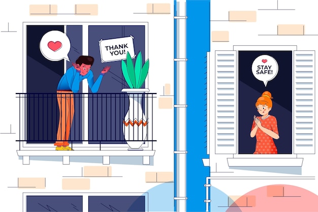 Free vector people clapping on balconies