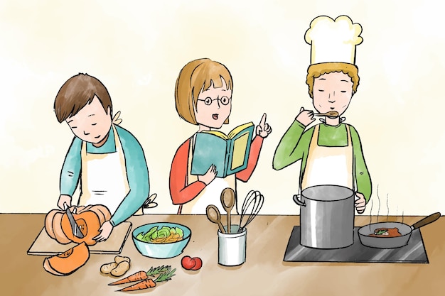 Free Vector people cooking design