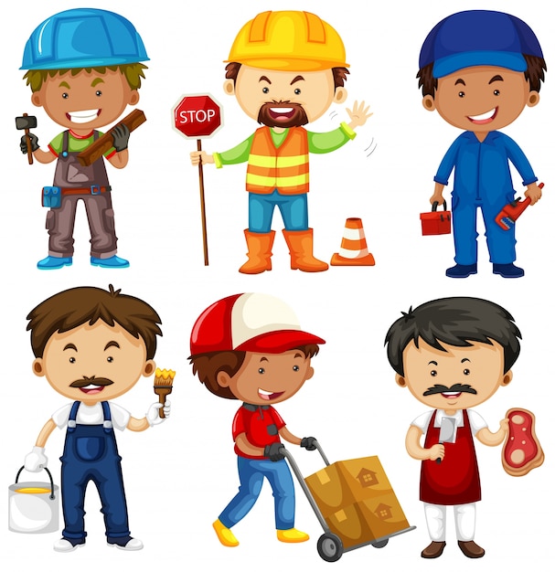 Free Vector people doing different jobs on white