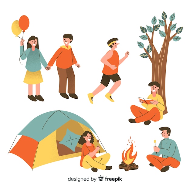 Free Vector people doing outdoor activities