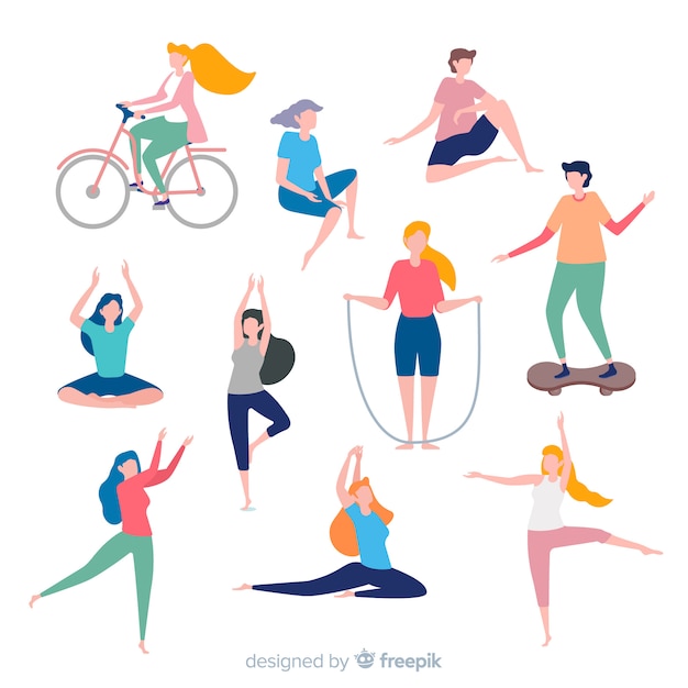 Free Vector people doing sport