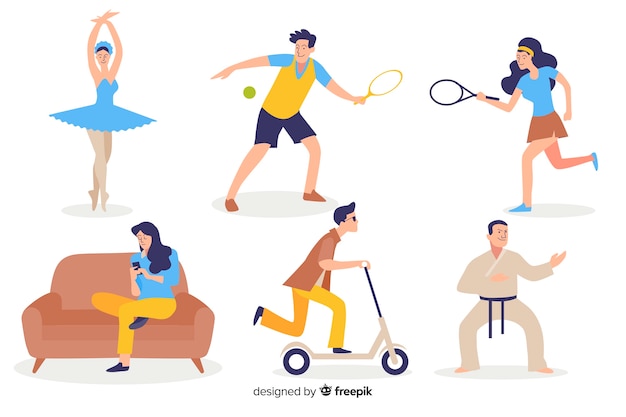 Free Vector people doing sports