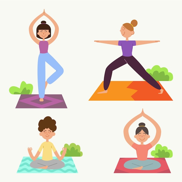 Free Vector people doing yoga concept