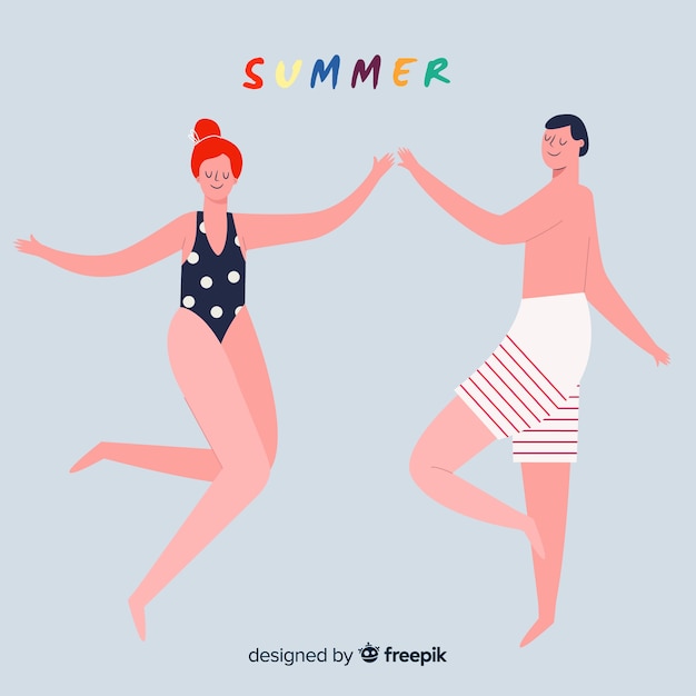 Free Vector people enjoying summer