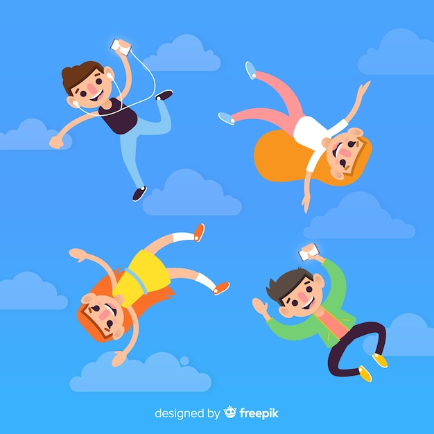 Free Vector people floating in the sky