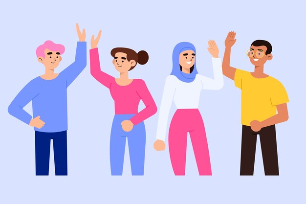 Free vector people giving high five illustration concept