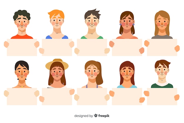 Free Vector people holding blank placard collectio