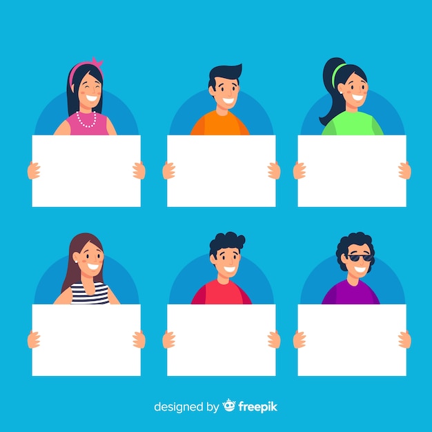 Free Vector people holding blank placard collectio