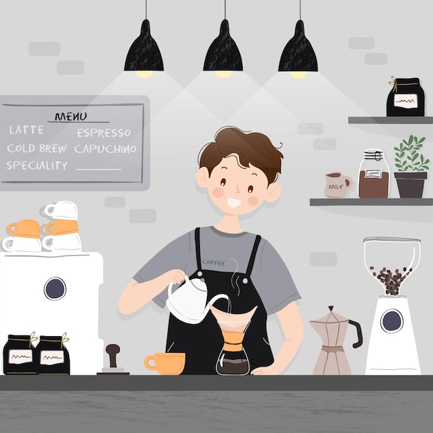 Free Vector people making different coffee methods