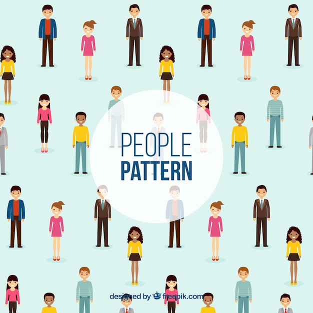 Free vector people pattern with flat design